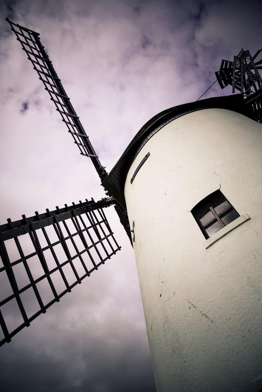 clouds countryside dutch windmill